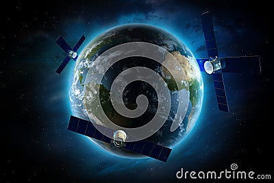 Orbiting Satellites Stock Photo