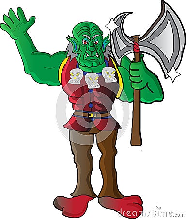 Orc with axe Vector Illustration