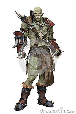 Orc in battle armour with menacing stare Stock Photo