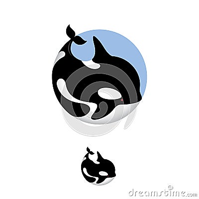 Orca whale illustration. Orca icon. Ocean animal emblems. Vector Illustration