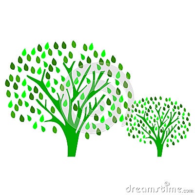 Orchard trees green leaves Vector Illustration