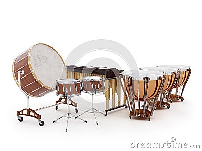 Orchestra drums isolated on white 3D rendering Stock Photo