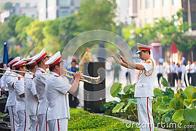 Orchestra on Ho Chi Minhs birthday, public holiday of Vietnam, H Editorial Stock Photo