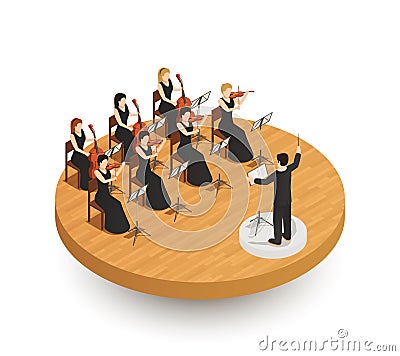 Orchestra Isometric Composition Vector Illustration