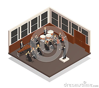 Orchestra Isometric Illustration Vector Illustration