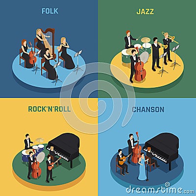 Orchestra Isometric 2x2 Concept Vector Illustration
