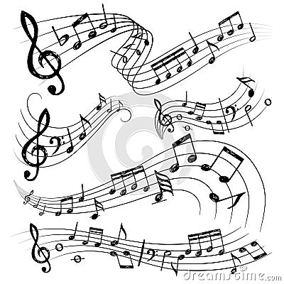 Orchestra notes. Sign or sound symbols musician guitar conservatory notes vector collection Vector Illustration