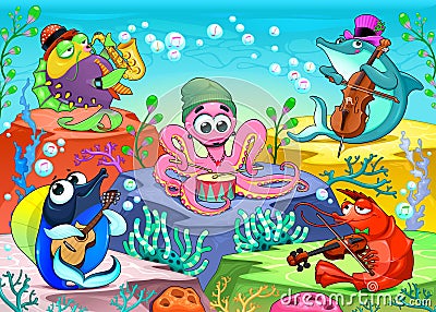 Orchestra in the sea Vector Illustration