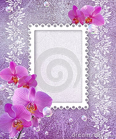 Orchid and openwork frame Stock Photo