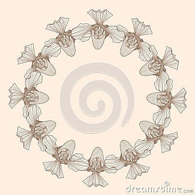 Orchid round frame Vector Illustration