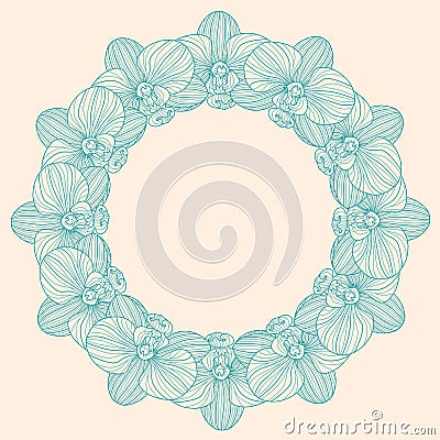 Orchid round frame Vector Illustration