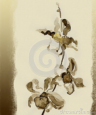 Orchid. Watercolor Stock Photo