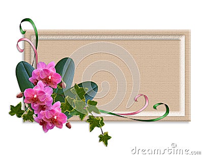 Orchids and ivy card or label Cartoon Illustration