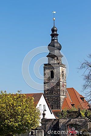 Curch tower in St. Goergen Bayreuth Editorial Stock Photo