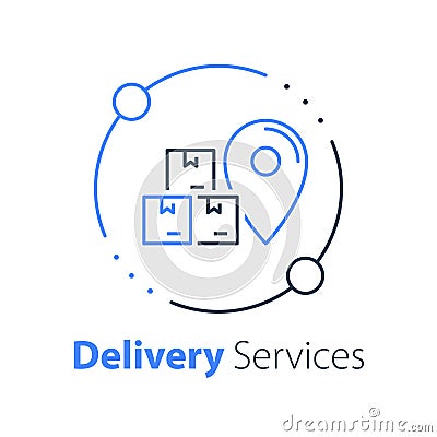 Order delivery, receive postal parcel, pick up point, collect purchase, give away office Vector Illustration