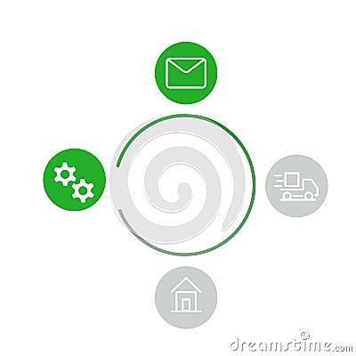 Order delivery status, post parcel package tracking vector icons. Order parcel processing bar Vector Illustration