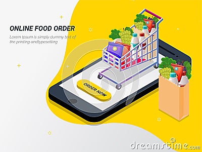 Order food, grocery online from app by smart phone. Fast deliver Stock Photo