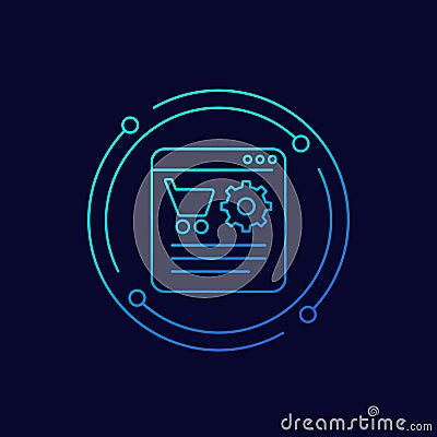 order processing, online shopping line icon Vector Illustration