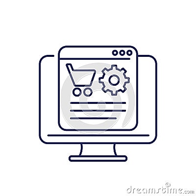 order processing, online shopping line icon Vector Illustration