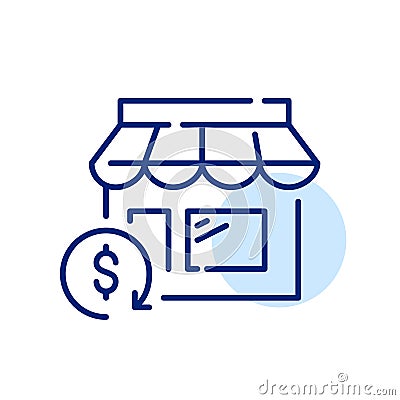 Order refund. Return goods to store. Delivery service. Pixel perfect icon Vector Illustration