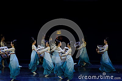 Textile dance 1-The three actï¼š `dream of shredding silk`-Epic dance drama `Silk Princess` Editorial Stock Photo