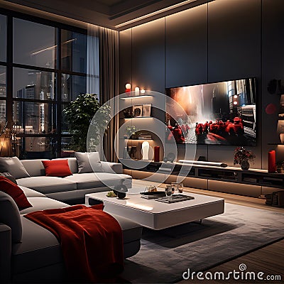 TV room concept. AI Generated Stock Photo