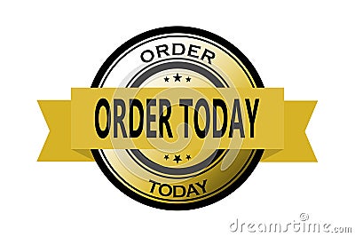 Order today seal and ribbon for use in e-commerce or e-shops. Stock Photo