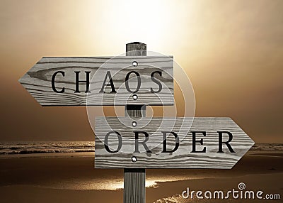 Order vs chaos sign Stock Photo