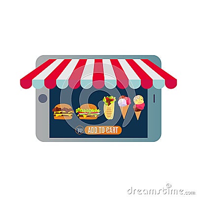 Ordering food online vector. Order fast food online concept. Vector Illustration