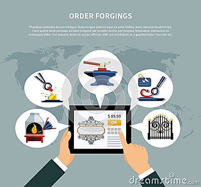 Ordering Forged Products Online Vector Illustration