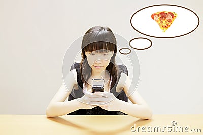 Ordering Pizza Stock Photo