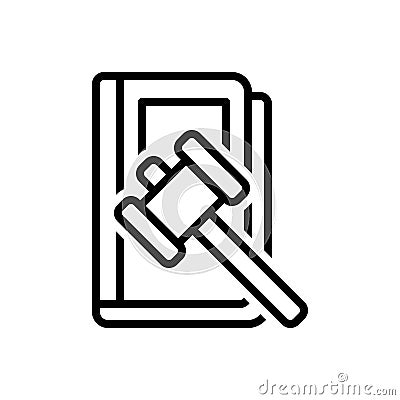 Black line icon for Ordinance, rescript and hammer Vector Illustration