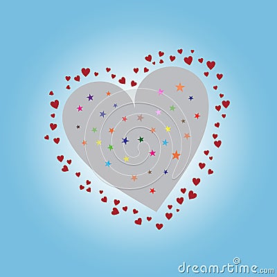 Ordinary Heart Ringed with Love. Valentines Day Banner Vector Illustration