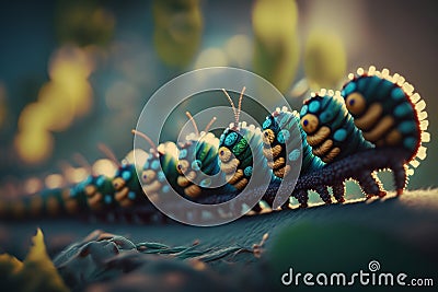 ordinated movements of insectsCaterpillar Cadence: Epic Unreal Engine 5 March with Hyper-Detailed Insects Stock Photo