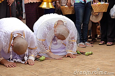 The ordination ceremony of the new monk Stock Photo