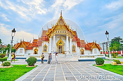 The Ordination Hall Ubosot of Wat Benchamabophit Dusitvanaram Marble Temple, Bangkok, Thailand Editorial Stock Photo