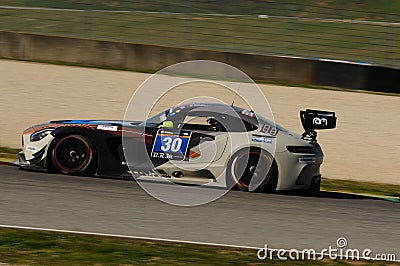 12 ore Hankook Mugello 18 March 2017: #30 Ram Racing, Mercedes AMG GT3. Editorial Stock Photo