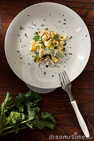 Orecchiette with Cime di Rapa Stock Photo