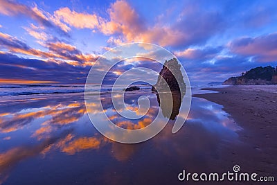 Oregon Coast at Dusk Stock Photo