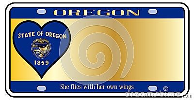 Oregon State License Plate With Icon Vector Illustration