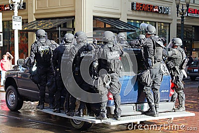 Oregon State Trooper in Riot Gear Editorial Stock Photo