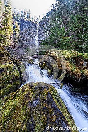 Oregon-Umpqua National Forest-Rogue-Umpqua Scenic Byway-Watson Falls Stock Photo