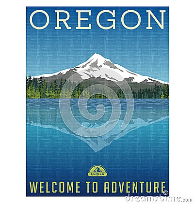 Oregon, United States travel poster Vector Illustration