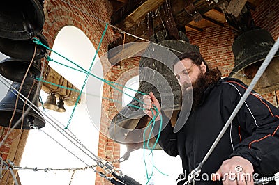 Orel, Russia - April 20, 2017: Orthodox bell-ringing festival. B Editorial Stock Photo