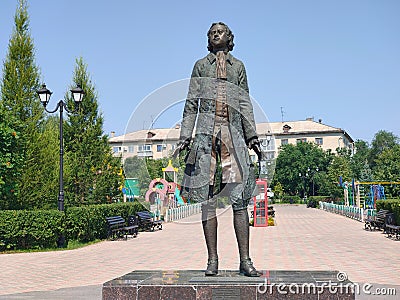 Orenburg region, Orenburg - 06.07.2023. Monument to the Russian Emperor Peter I Editorial Stock Photo