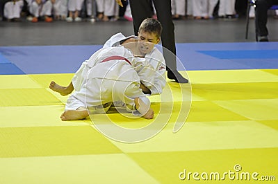 Orenburg, Russia - 16 April 2016: Boys compete in Judo Editorial Stock Photo