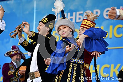 Orenburg, Russia-April 28, 2017 year: Residents of Kazakhstan in national dress Editorial Stock Photo