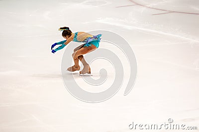 Orenburg Russia - 26 March 2016: Competitions girls figure skater. Editorial Stock Photo