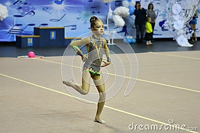 Orenburg, Russia - November 25, 2017 year: girls compete in rhythmic gymnastics Editorial Stock Photo