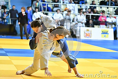 Orenburg, Russia - 21 October 2017: Girls compete in Judo Editorial Stock Photo